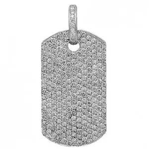 14K Solid White Gold Mens Diamond Dog Tag Pendant 11.00 Ctw