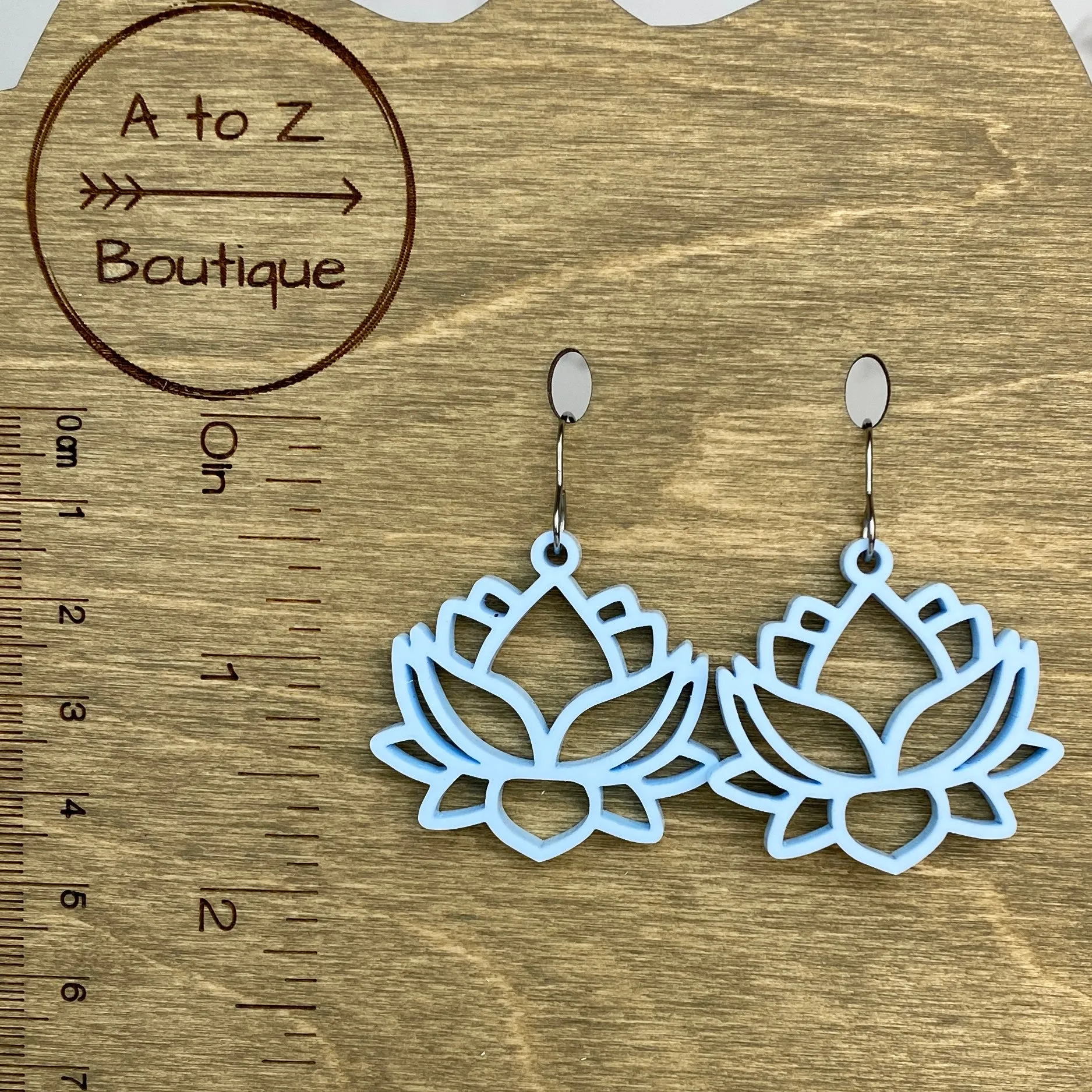 Blue Lotus Laser Cut Small Acrylic Earrings