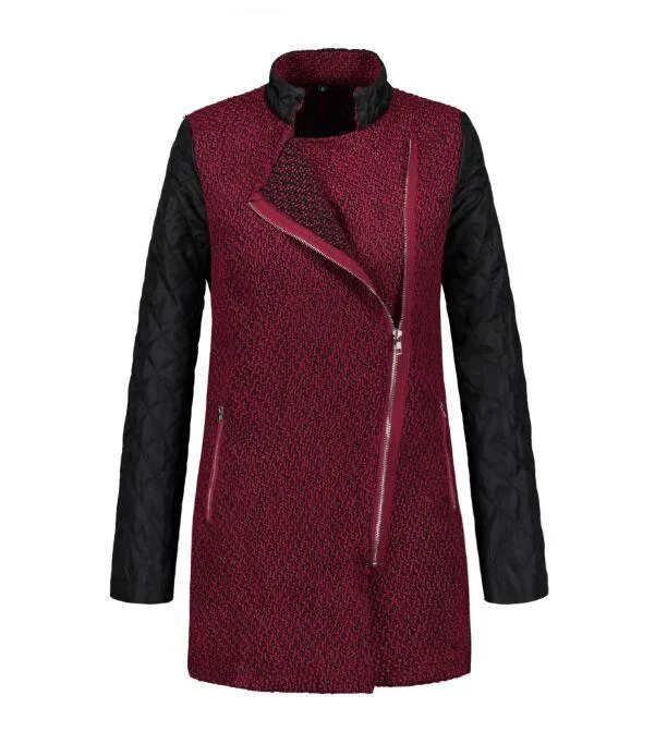 Cool Trend Side Zipper Stitching Mid-long Leather Coat
