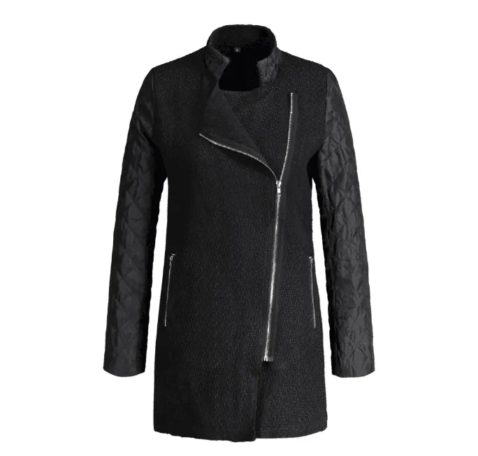 Cool Trend Side Zipper Stitching Mid-long Leather Coat
