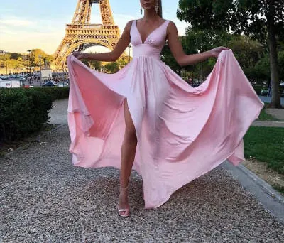 Fashion Split Expansion Skirt Backless Dress