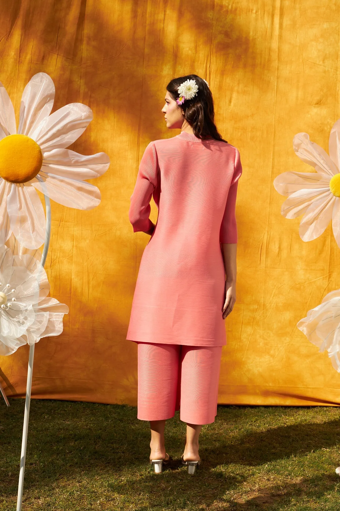 Kiara Kurta with Culottes Pants - Silver-Peach