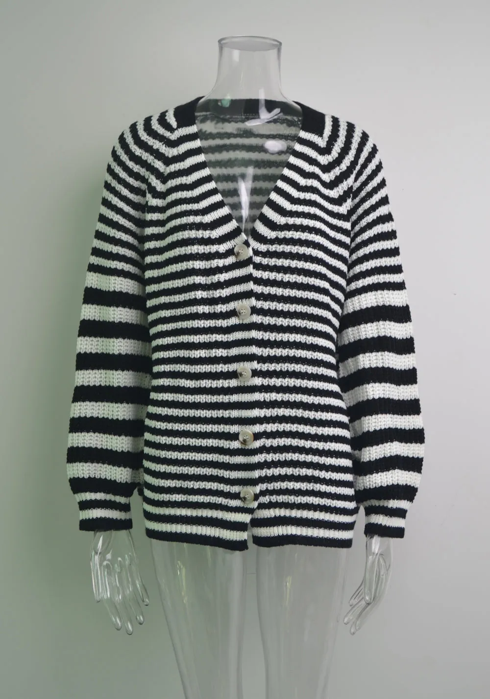 Knitted V Neck Button Down Sweater Cardigan