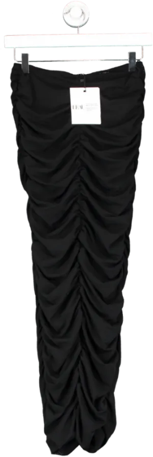 Leau Black Ruched Strapless Midi Dress UK XS