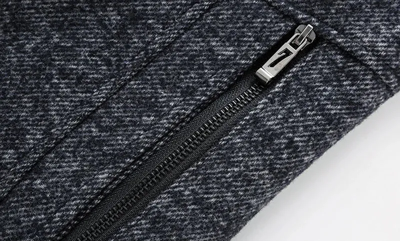 Men's Luxury Herringbone Tweed Wool Coat