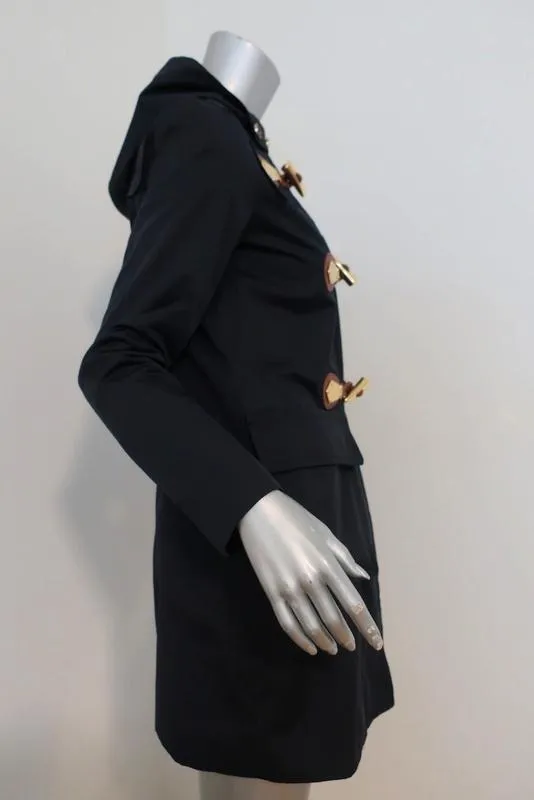 MICHAEL Michael Kors Toggle Duffle Coat Navy Cotton-Blend Size Extra Small