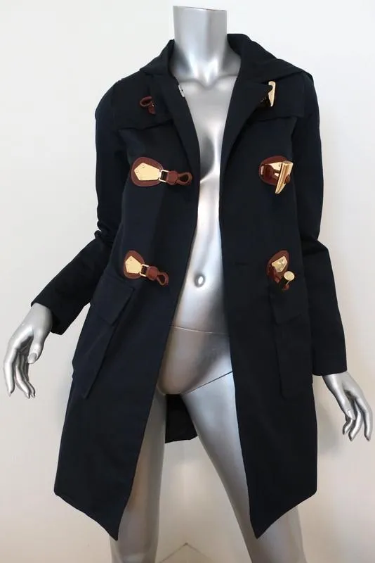 MICHAEL Michael Kors Toggle Duffle Coat Navy Cotton-Blend Size Extra Small