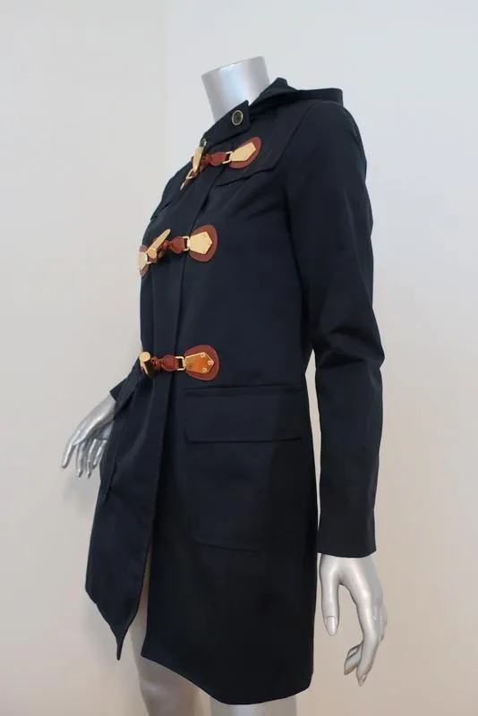 MICHAEL Michael Kors Toggle Duffle Coat Navy Cotton-Blend Size Extra Small