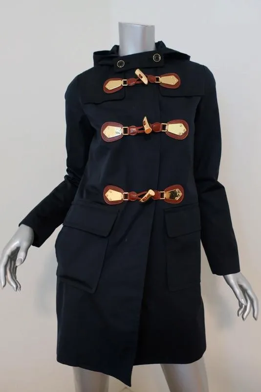 MICHAEL Michael Kors Toggle Duffle Coat Navy Cotton-Blend Size Extra Small