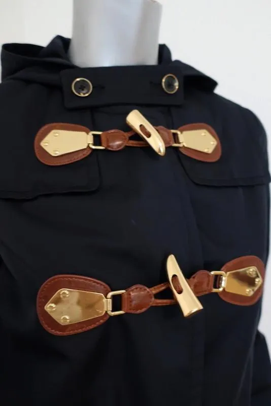 MICHAEL Michael Kors Toggle Duffle Coat Navy Cotton-Blend Size Extra Small