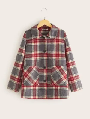 Negative Apparel Grey Check Duffle Coat FD