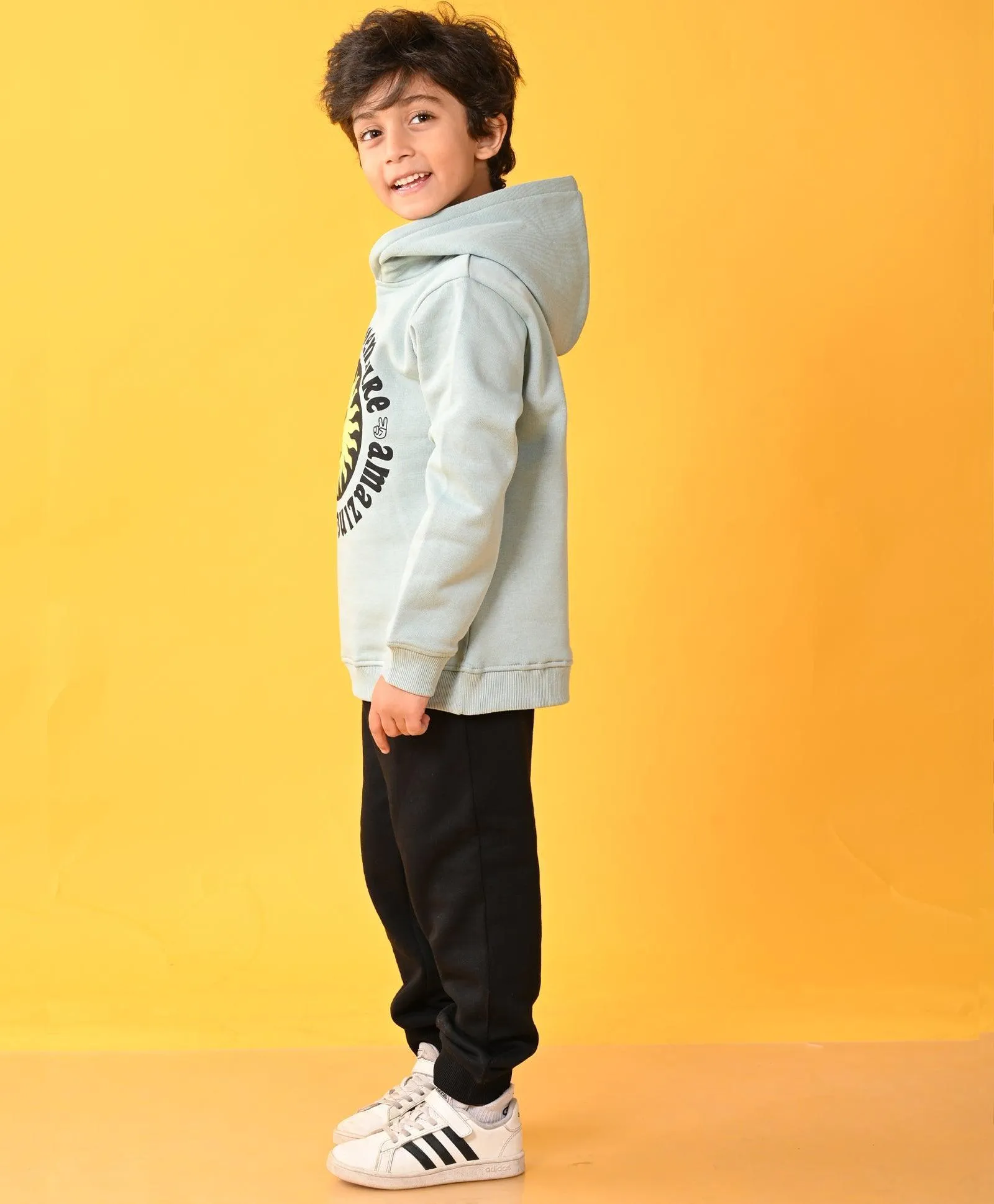 OIL GREEN SUN ADVENTURE BLACK FLEECE HOODIE JOGGER SET D - OIL GREEN / BLACK