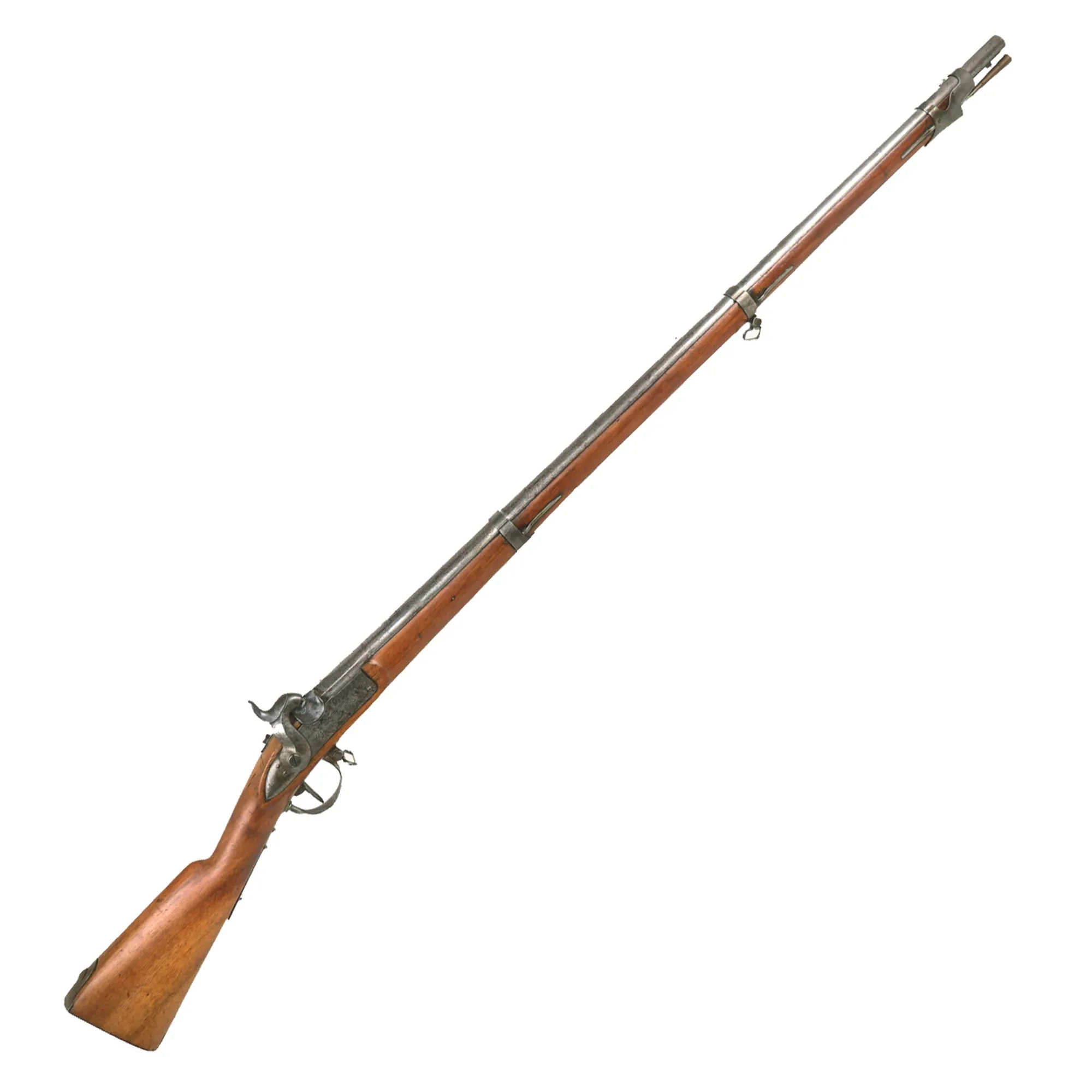 Original U.S. Civil War Era Swiss Model 1842 Smoothbore Percussion Musket Serial 832 - Stock Cut Under Band