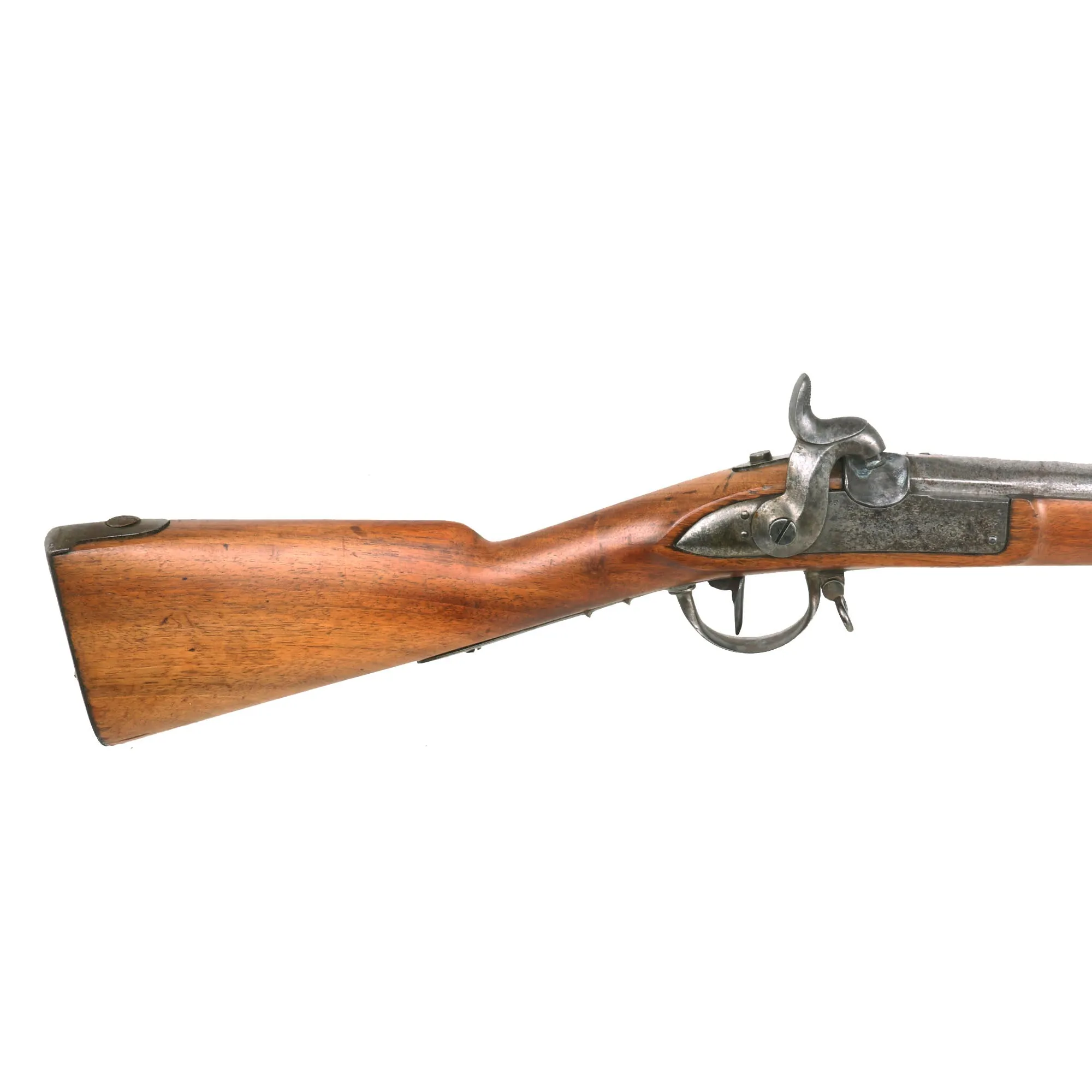 Original U.S. Civil War Era Swiss Model 1842 Smoothbore Percussion Musket Serial 832 - Stock Cut Under Band