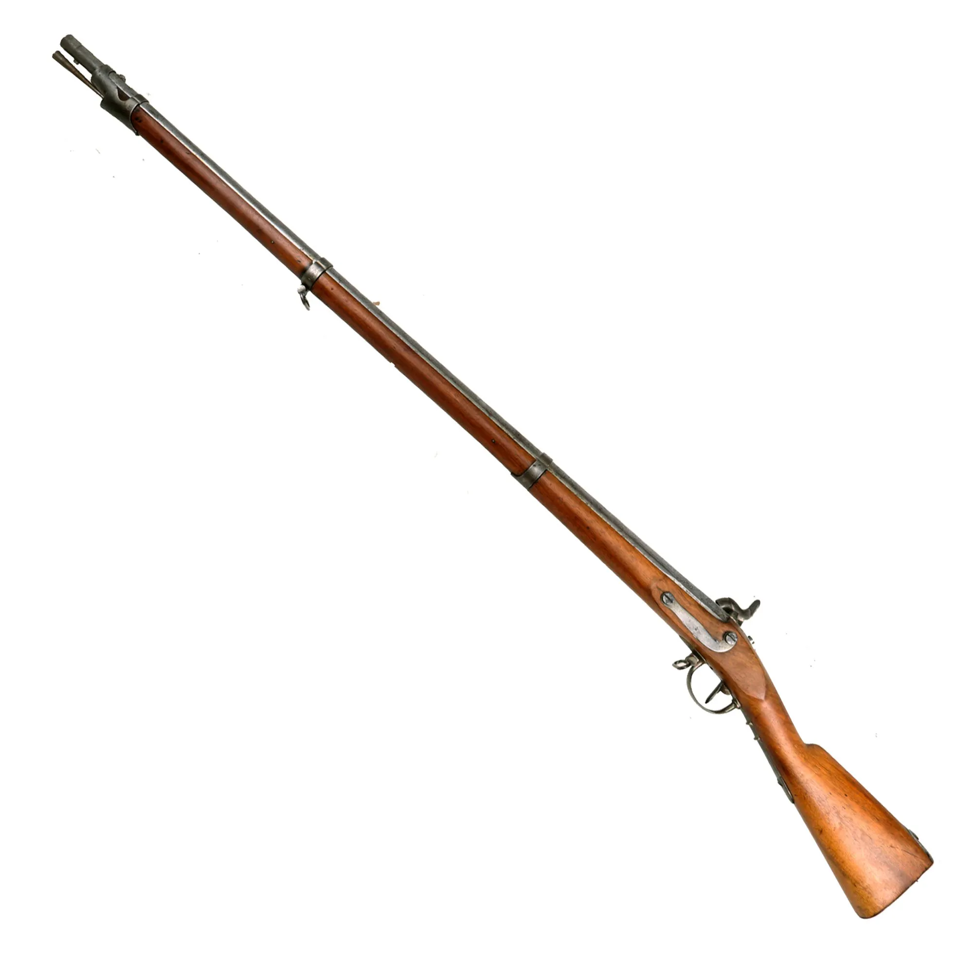 Original U.S. Civil War Era Swiss Model 1842 Smoothbore Percussion Musket Serial 832 - Stock Cut Under Band
