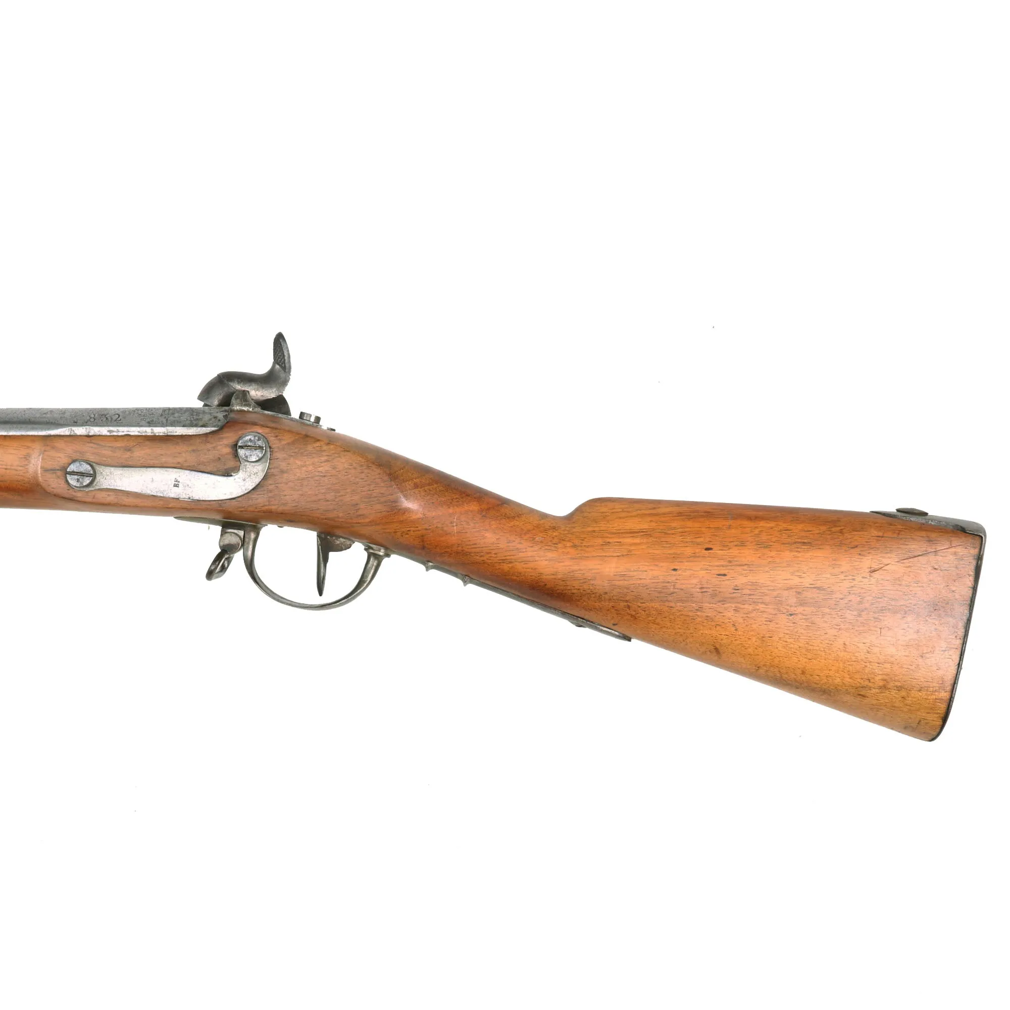 Original U.S. Civil War Era Swiss Model 1842 Smoothbore Percussion Musket Serial 832 - Stock Cut Under Band