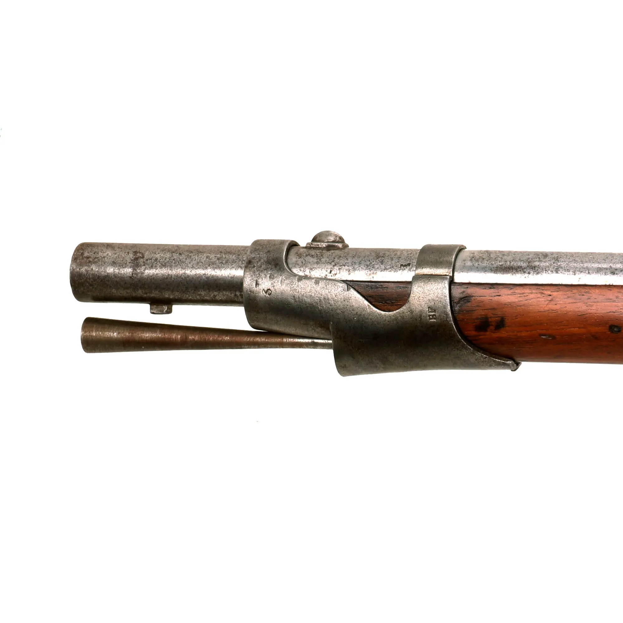 Original U.S. Civil War Era Swiss Model 1842 Smoothbore Percussion Musket Serial 832 - Stock Cut Under Band