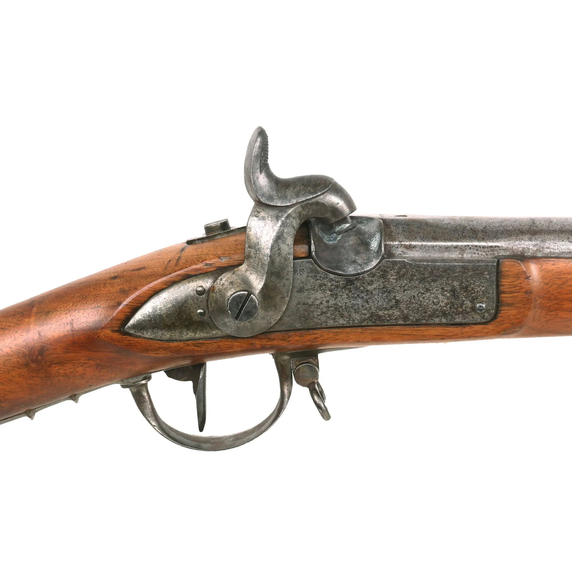 Original U.S. Civil War Era Swiss Model 1842 Smoothbore Percussion Musket Serial 832 - Stock Cut Under Band