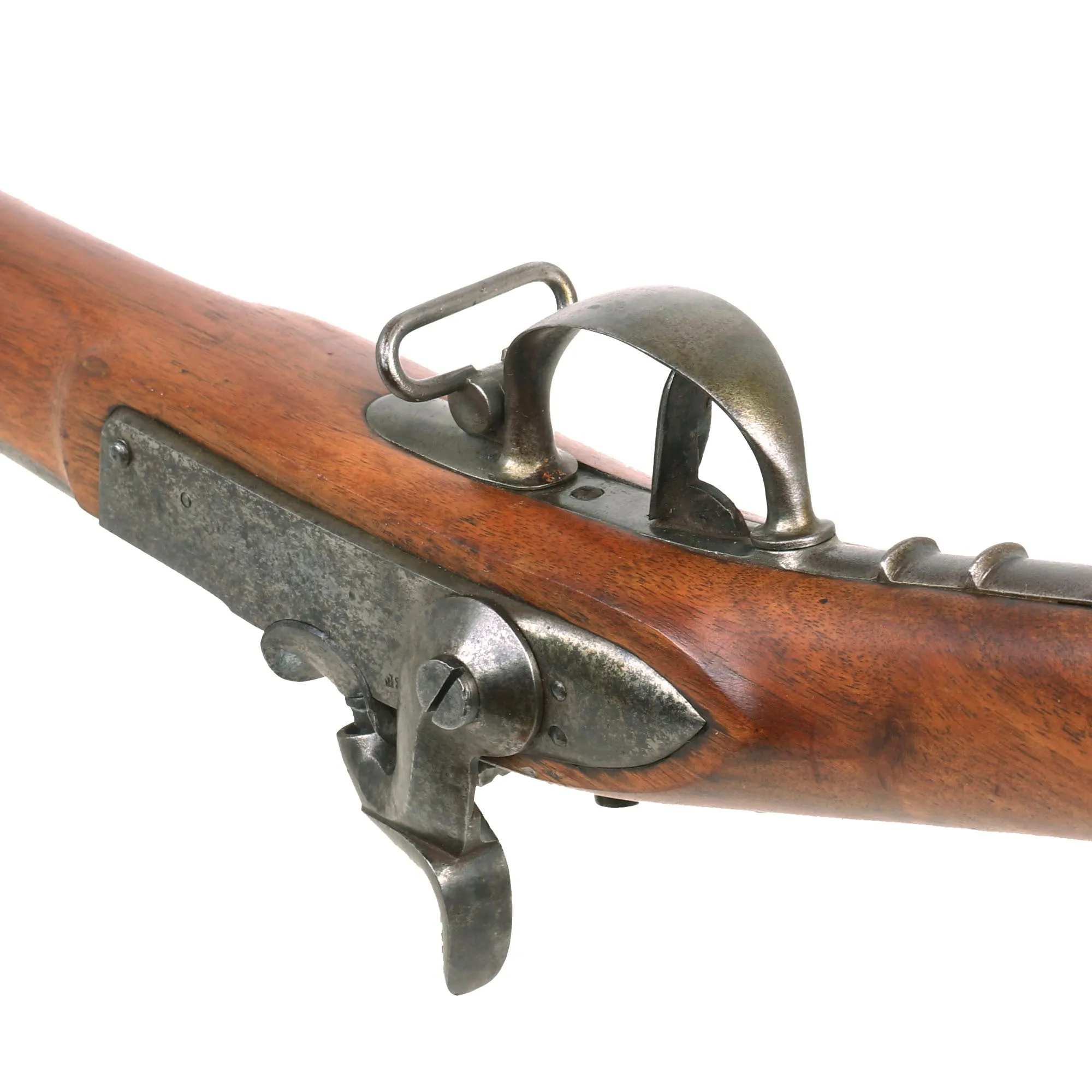 Original U.S. Civil War Era Swiss Model 1842 Smoothbore Percussion Musket Serial 832 - Stock Cut Under Band