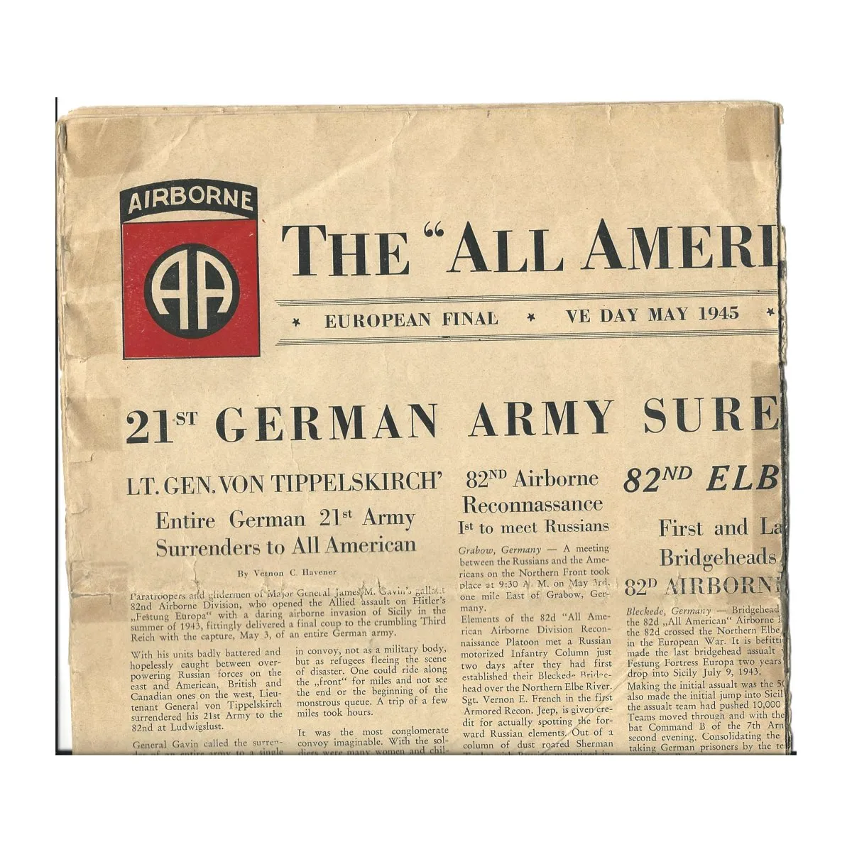Original U.S. WWII 82nd Airborne 504th Parachute Infantry Regiment Named Grouping