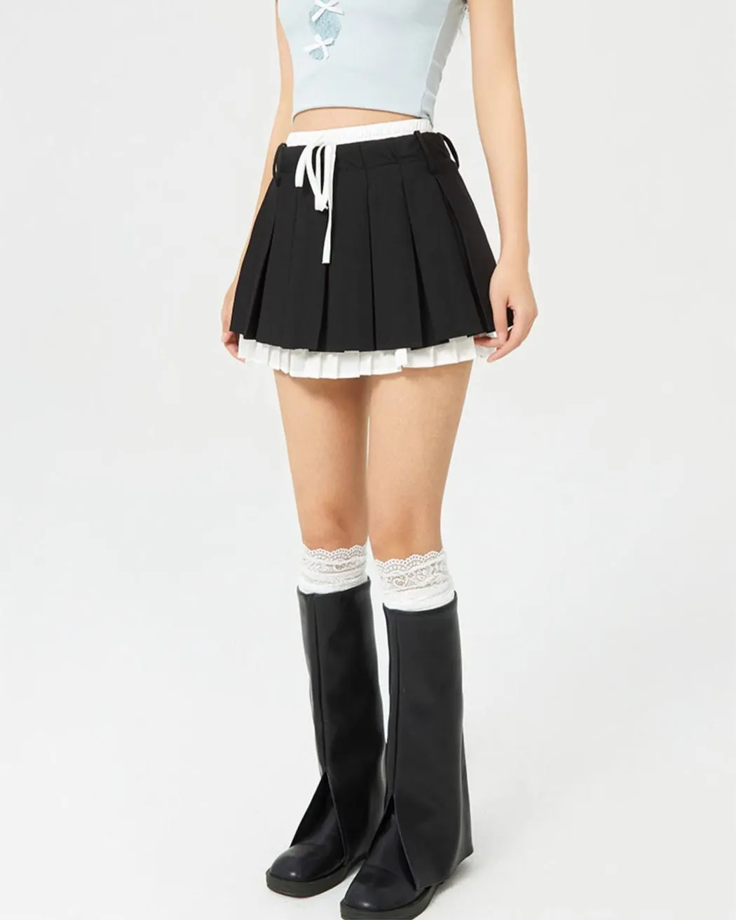 Preppy Layered Mini Skirt