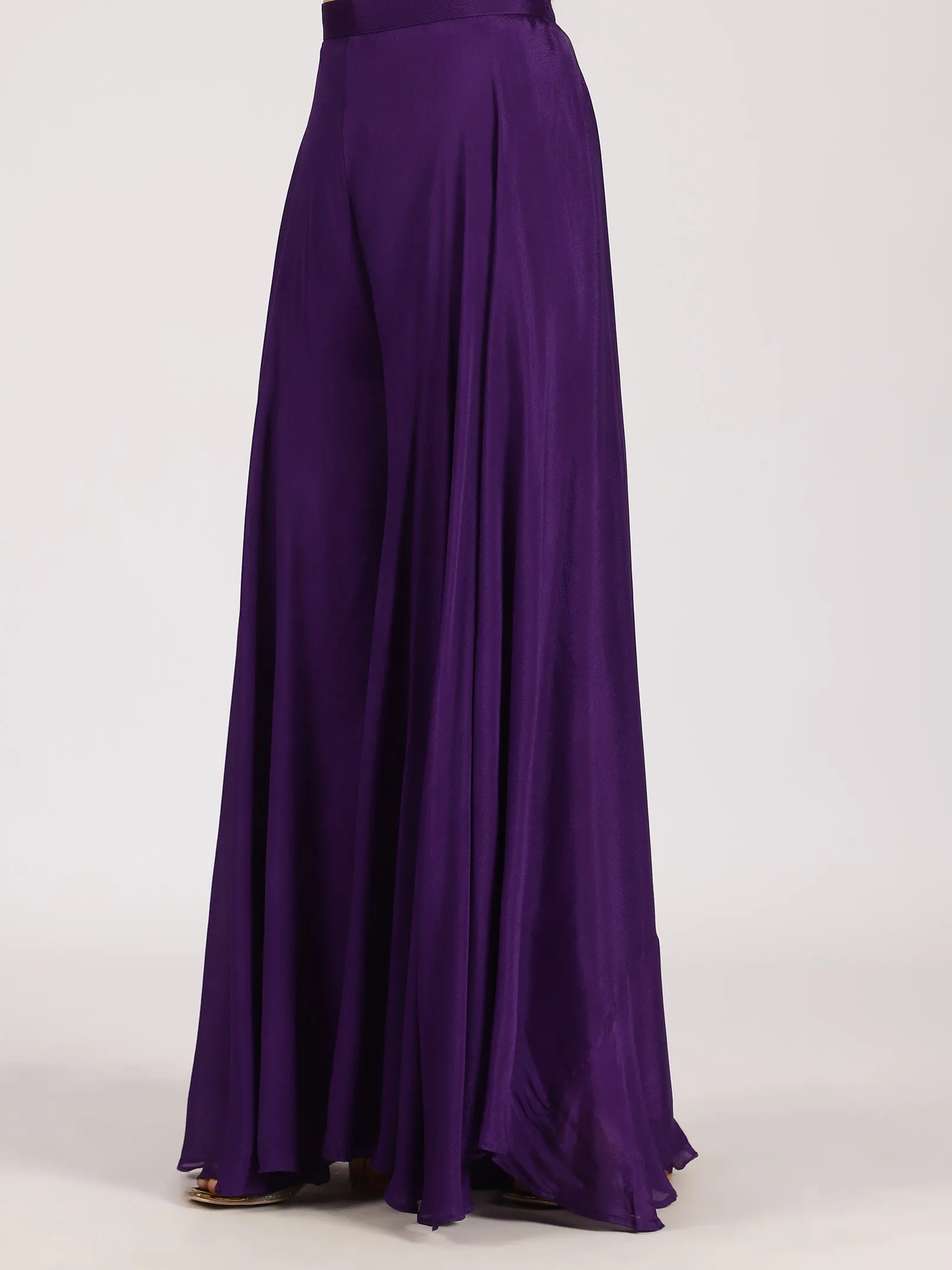 Purple Embroidered Jacket Style Georgette Sharara Suit Set
