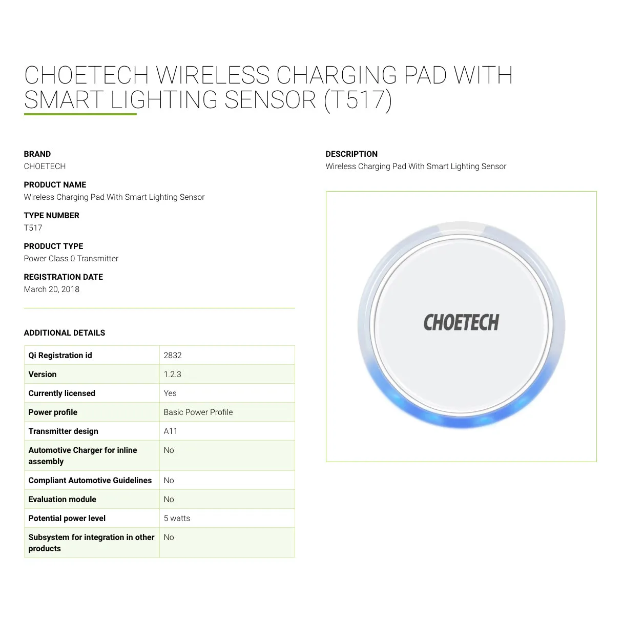 Qi Fast Wireless Charger 7.5W（CLEARANCE）