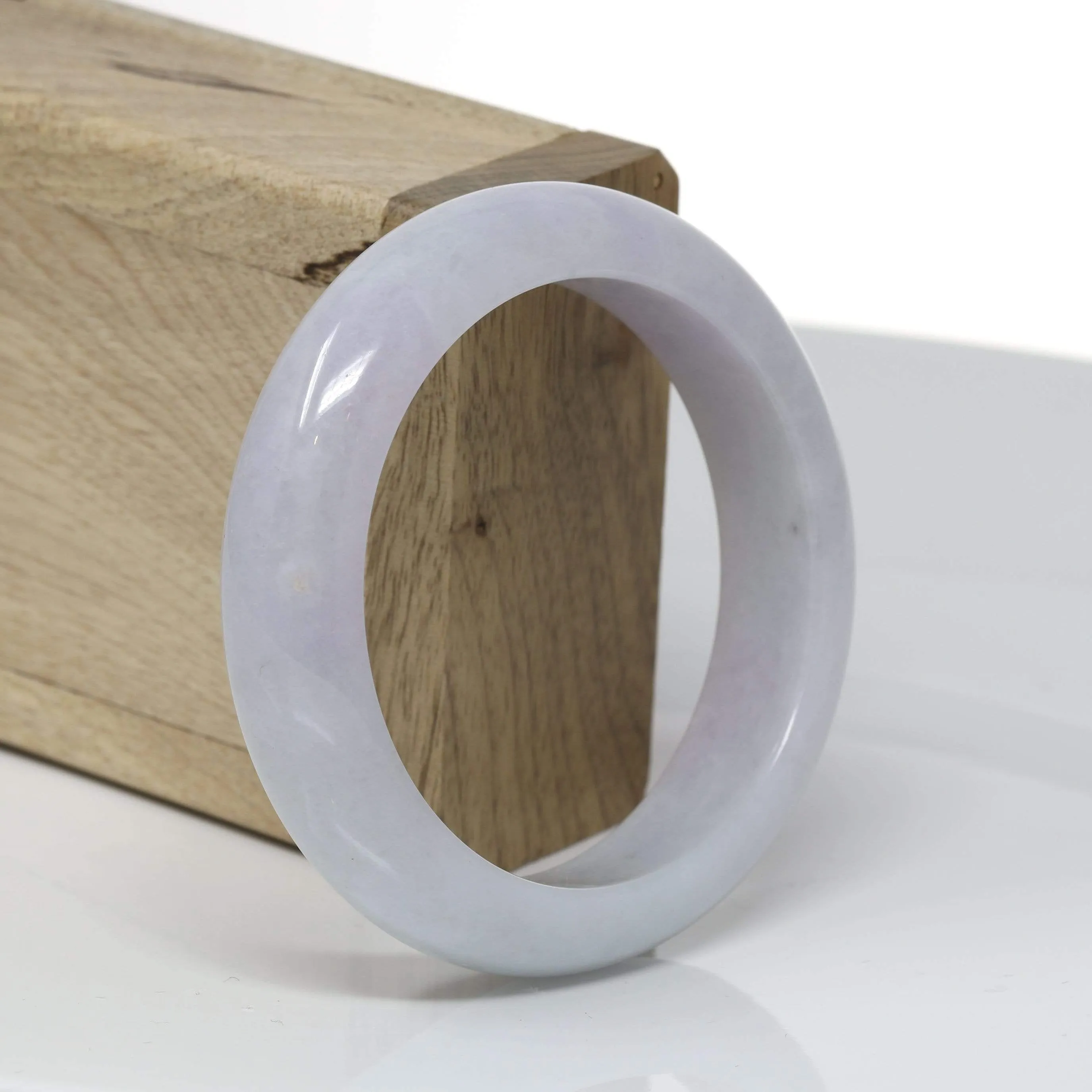 RealJade® "Classic Bangle" Genuine Burmese Light Lavender Jadeite Jade Bangle Bracelet (55.34mm) #526