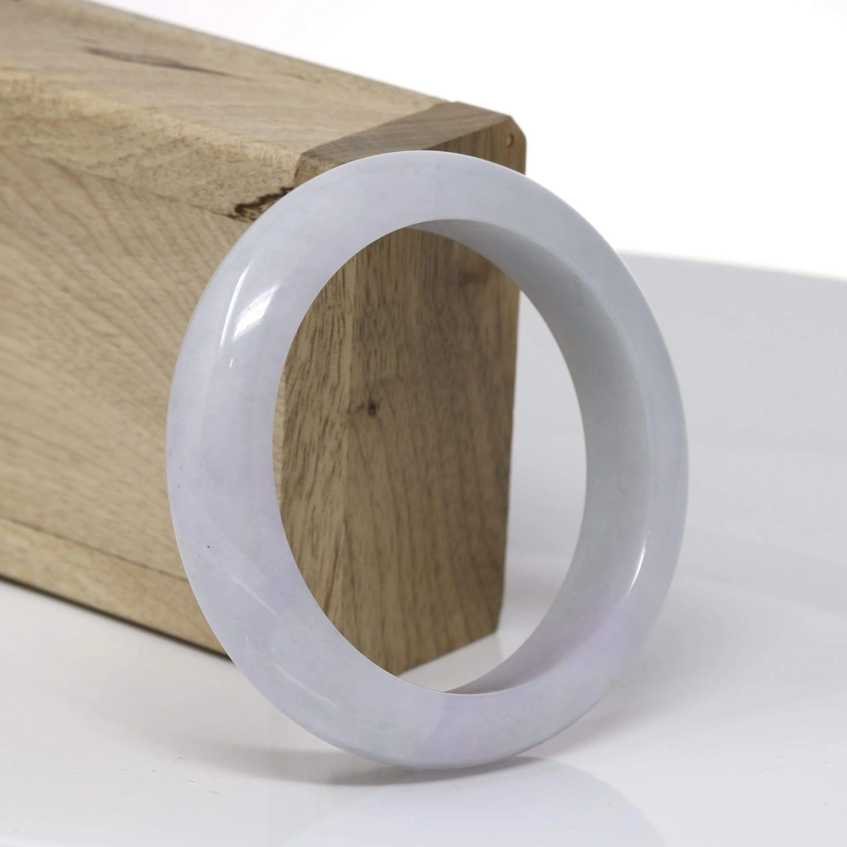 RealJade® "Classic Bangle" Genuine Burmese Light Lavender Jadeite Jade Bangle Bracelet (55.34mm) #526