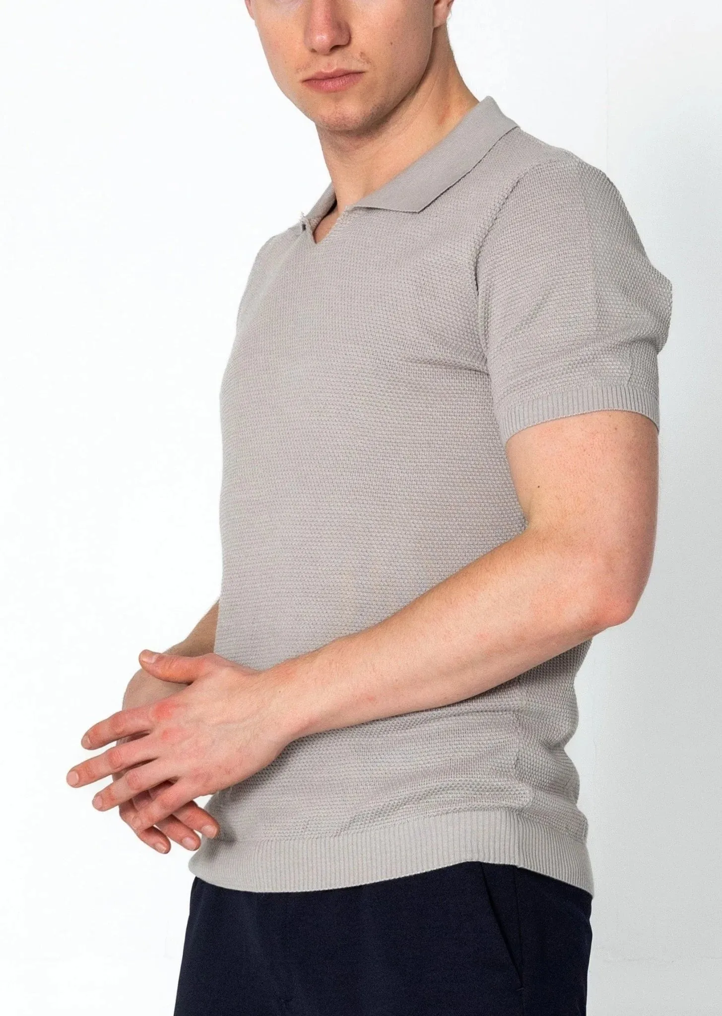 RNT23 jersey knit polo shirt grey