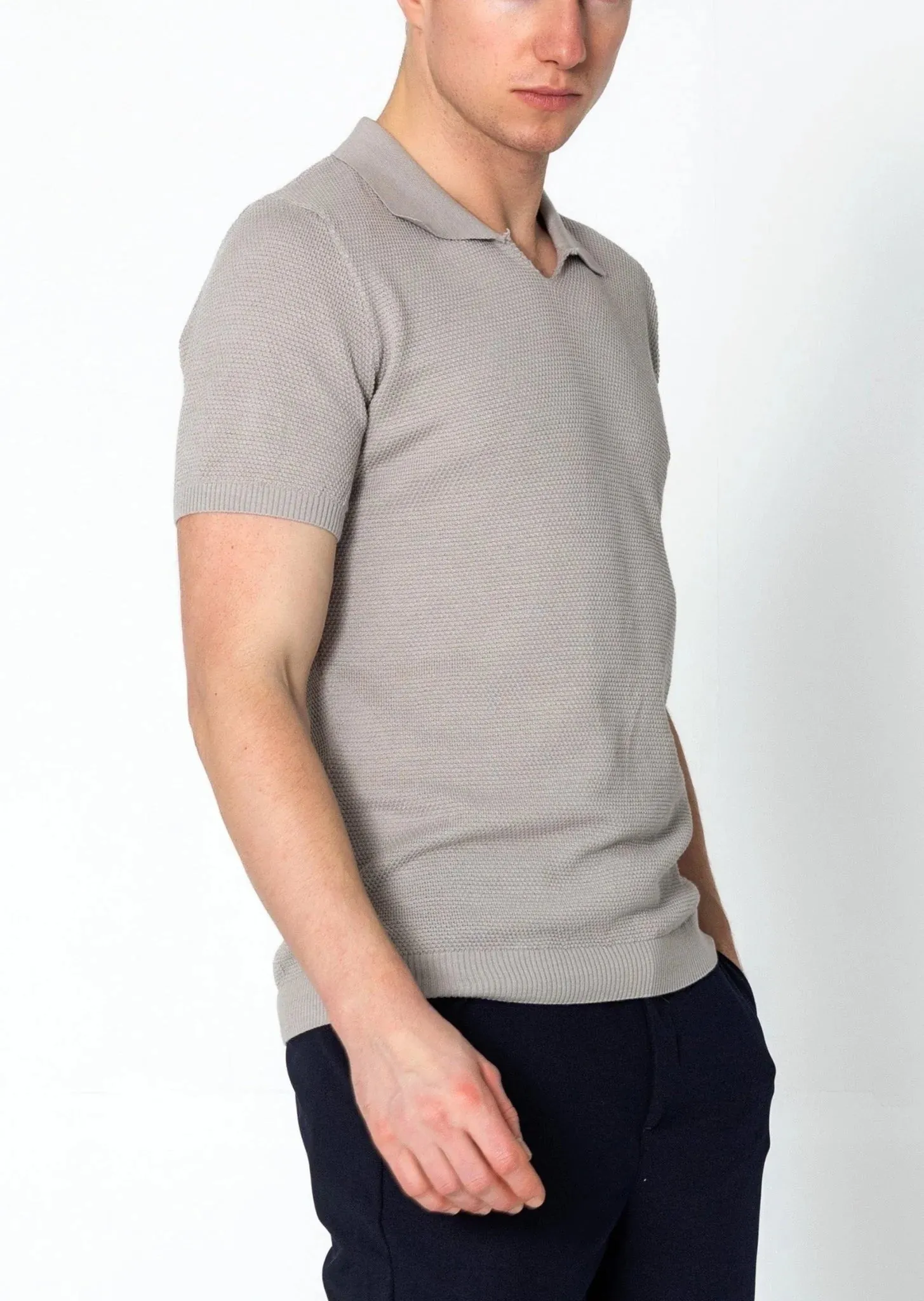 RNT23 jersey knit polo shirt grey