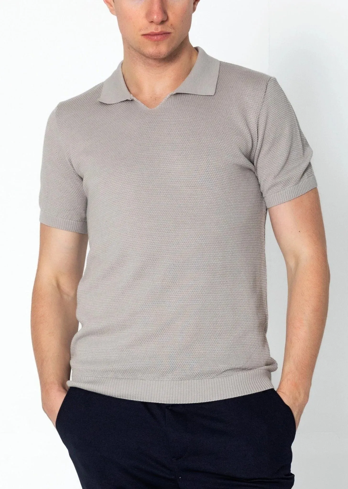 RNT23 jersey knit polo shirt grey