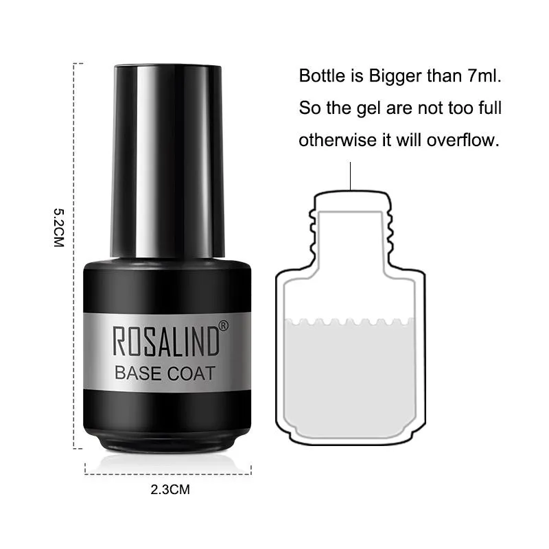 ROSALIND Mini Set 2PCS Soak Off Gel Polish Bright For Nail Art Design LED/UV Lamp