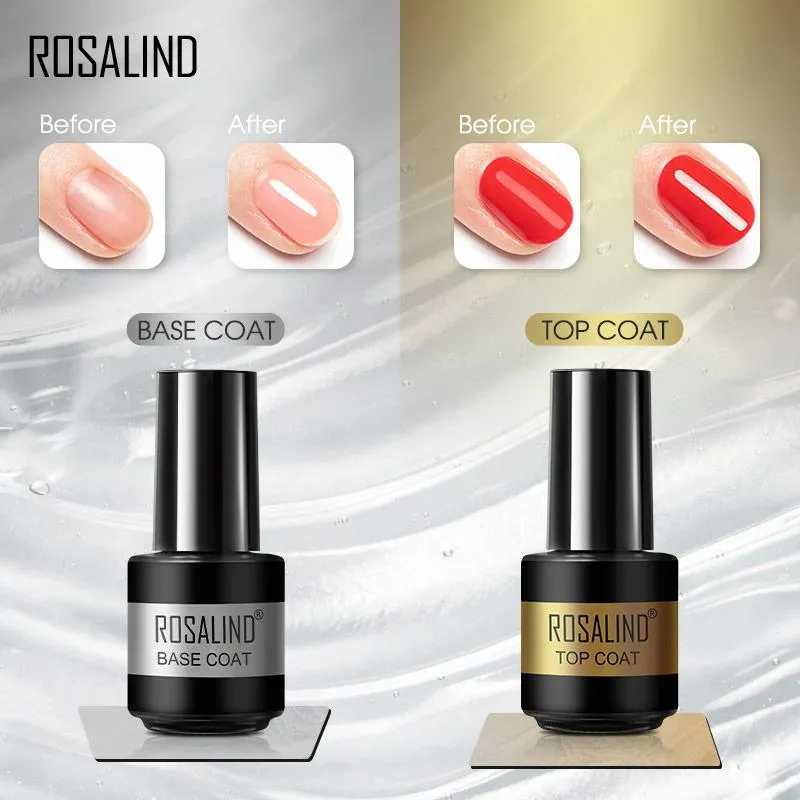 ROSALIND Mini Set 2PCS Soak Off Gel Polish Bright For Nail Art Design LED/UV Lamp