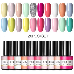 Rosalind Mini Soak Off Professional Nail Art Gel Polish Set 20PCS Nail Art Design LED/UV Lamp