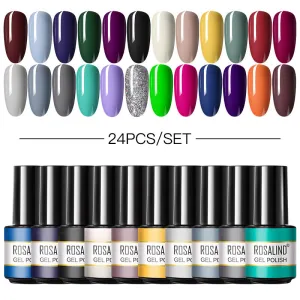 Rosalind Mini Soak Off Professional Nail Art Gel Polish Set 24PCS Nail Art Design LED/UV Lamp