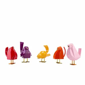 Set of Five Bird Sculptures // Multi-Color - Home Decor