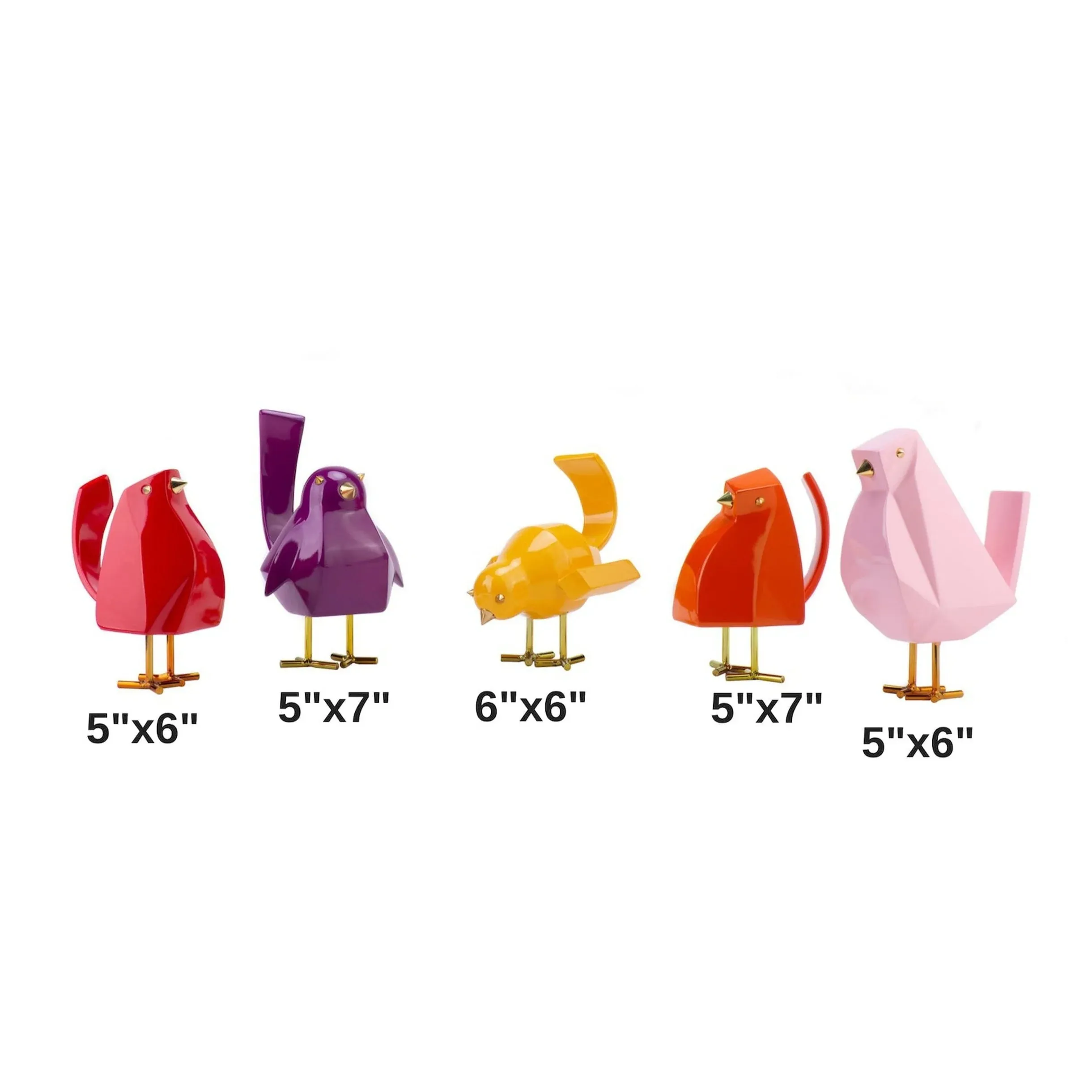 Set of Five Bird Sculptures // Multi-Color - Home Decor