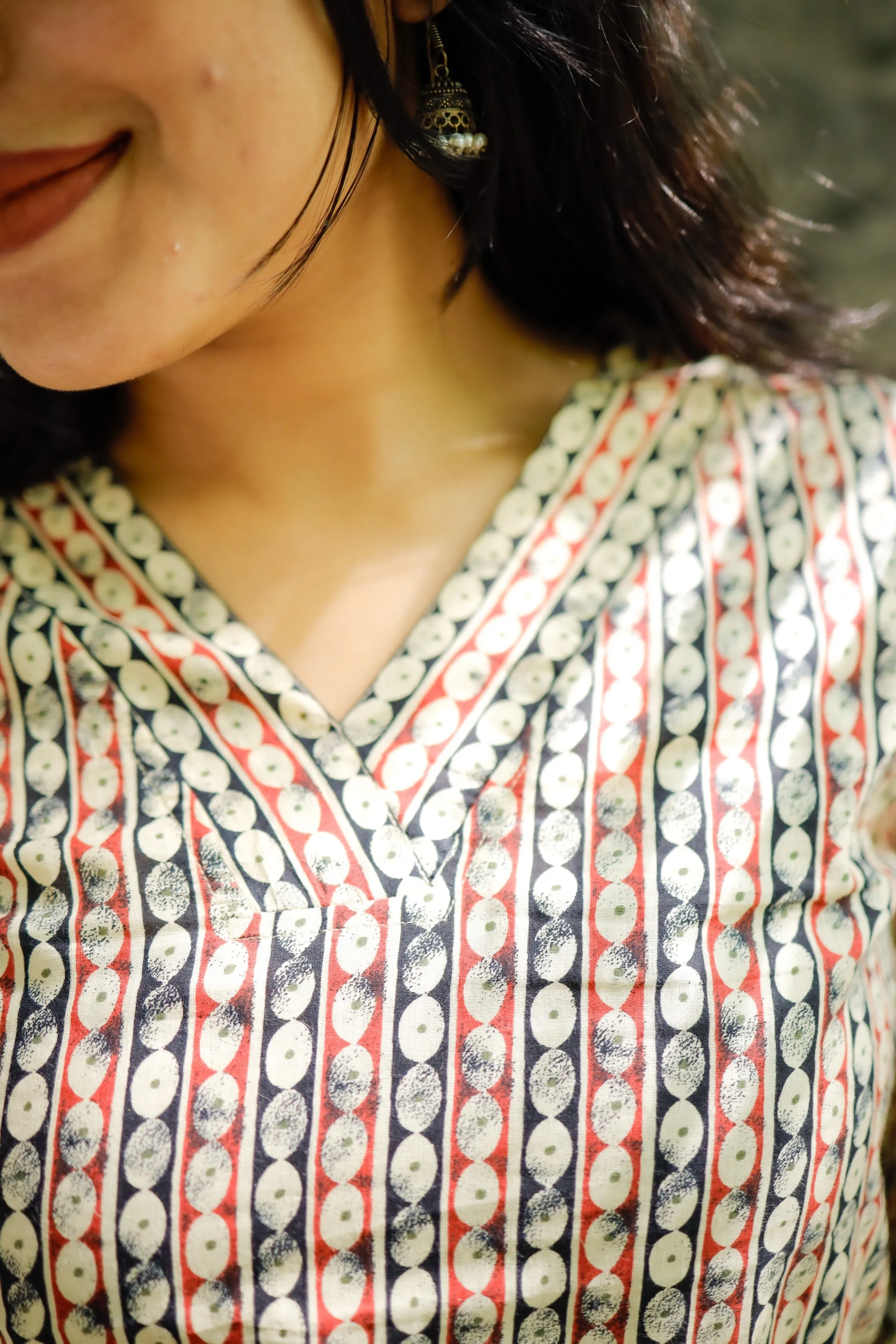 Short Kurti - 13 - Organic cotton striped short kurti