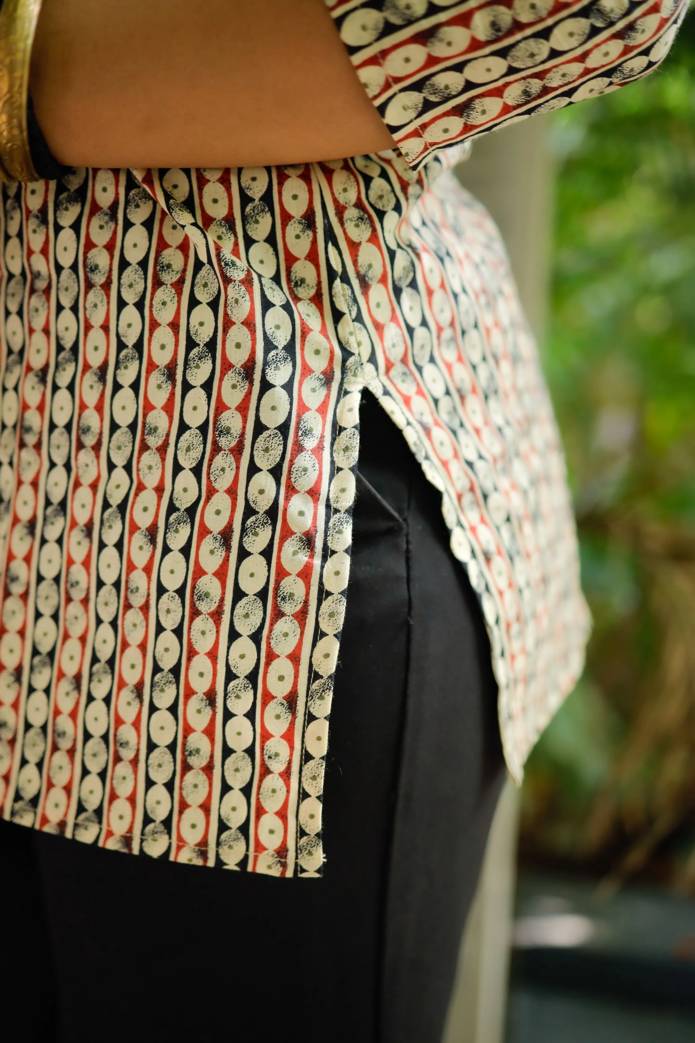 Short Kurti - 13 - Organic cotton striped short kurti