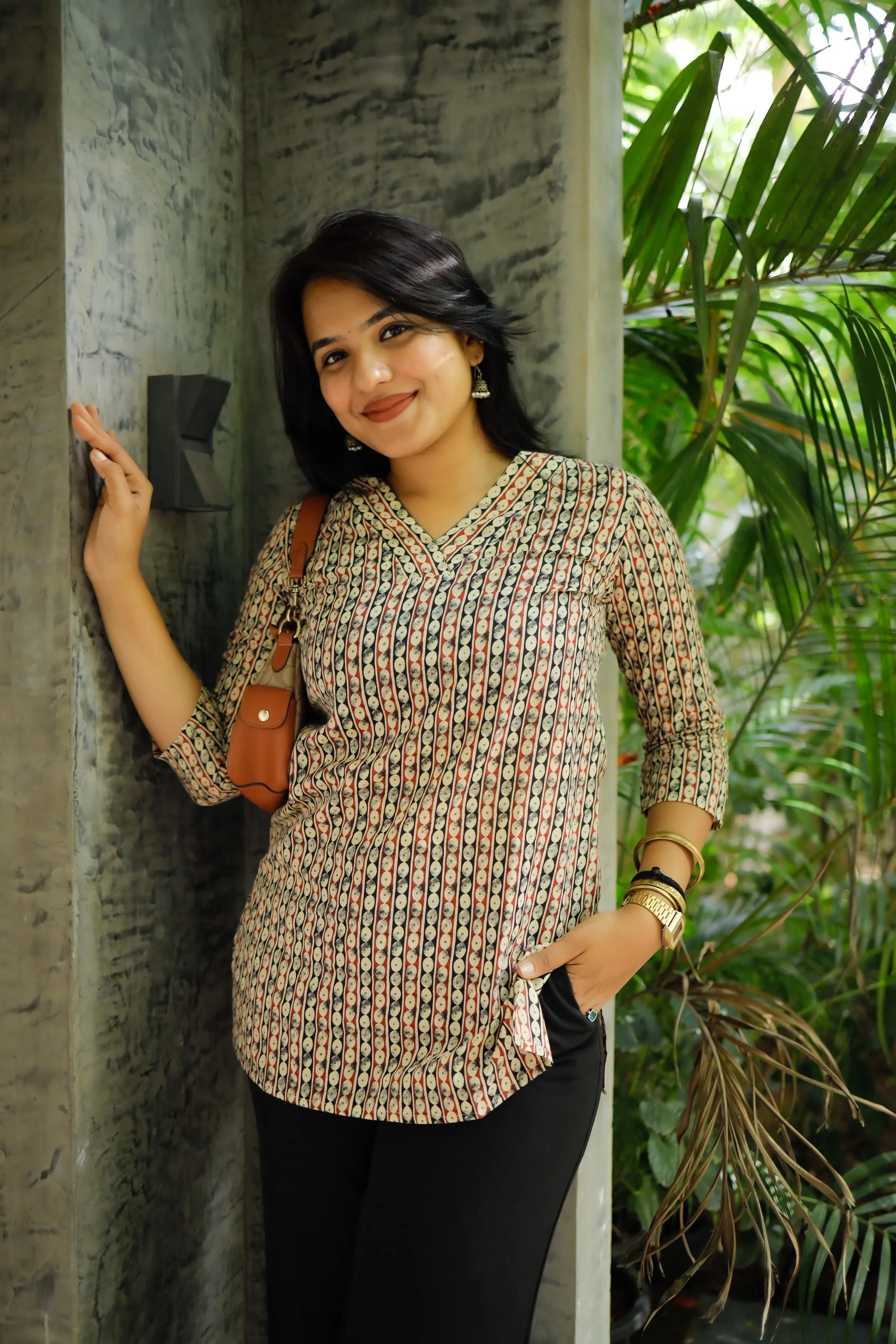 Short Kurti - 13 - Organic cotton striped short kurti