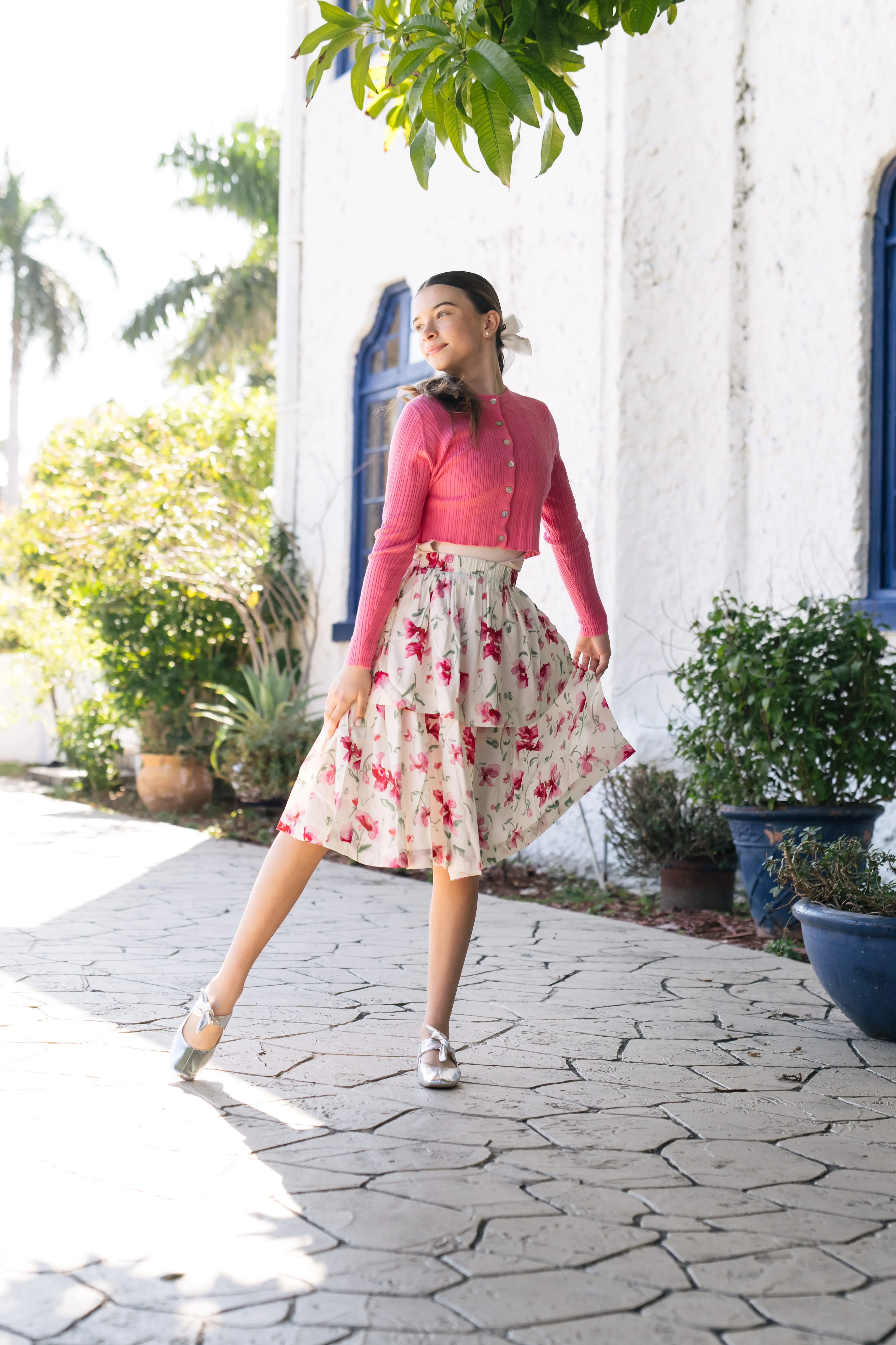 SWEET THREADS FLORAL LAYERED SKIRT