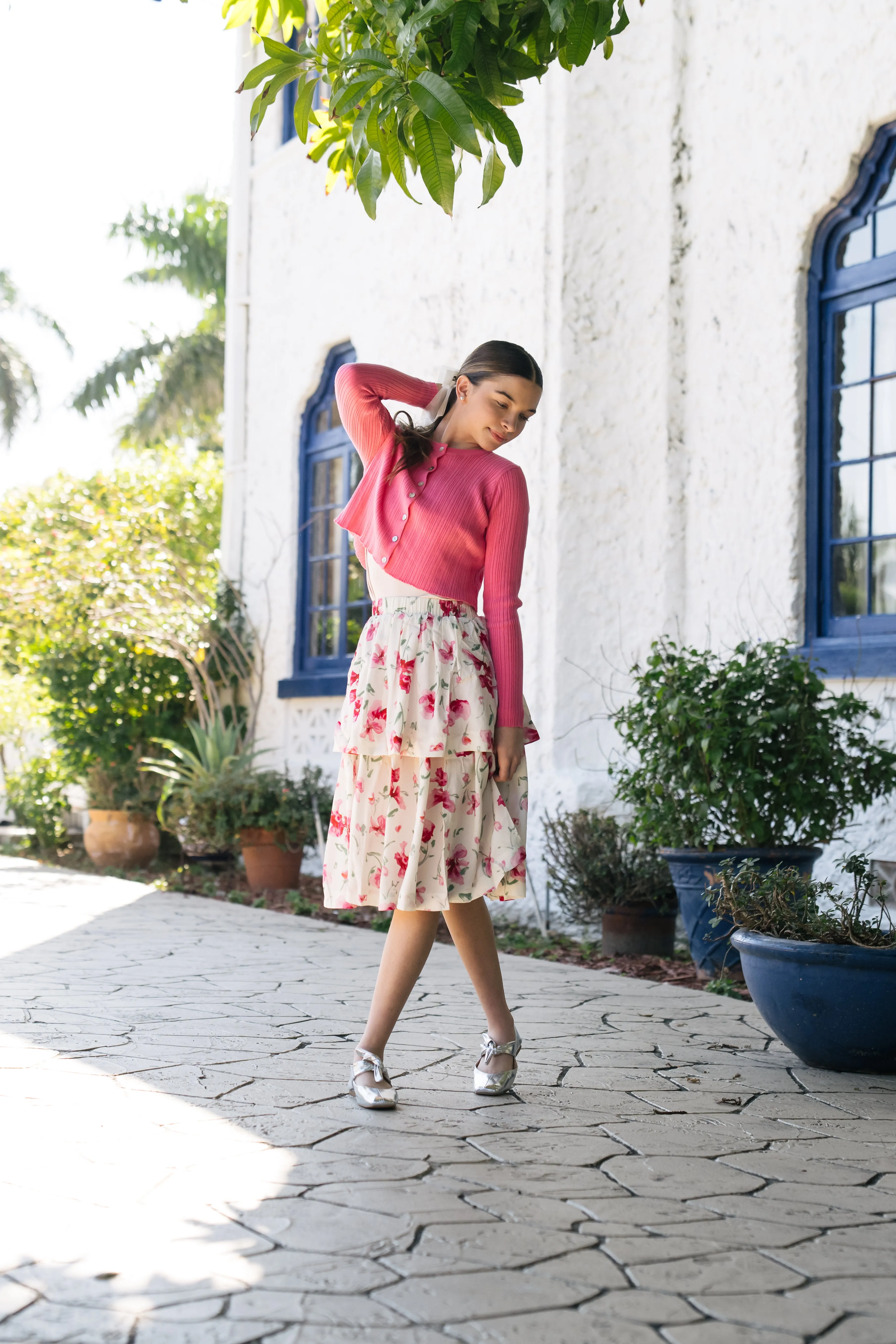 SWEET THREADS FLORAL LAYERED SKIRT