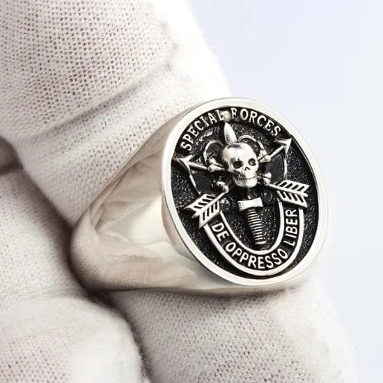 United States Army Special Forces De Oppresso Liber Genuvan Sterling Silver Ring