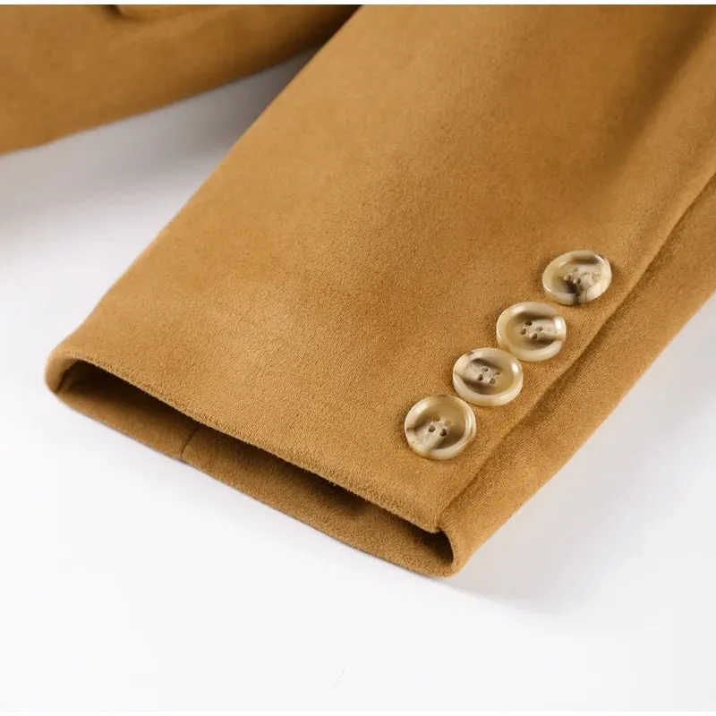 Vintage Revers Zweireiher Damen mäntel lässig solide Langarm jacken für Frau Herbst Winter lange schicke Streetwear ﻿Tops