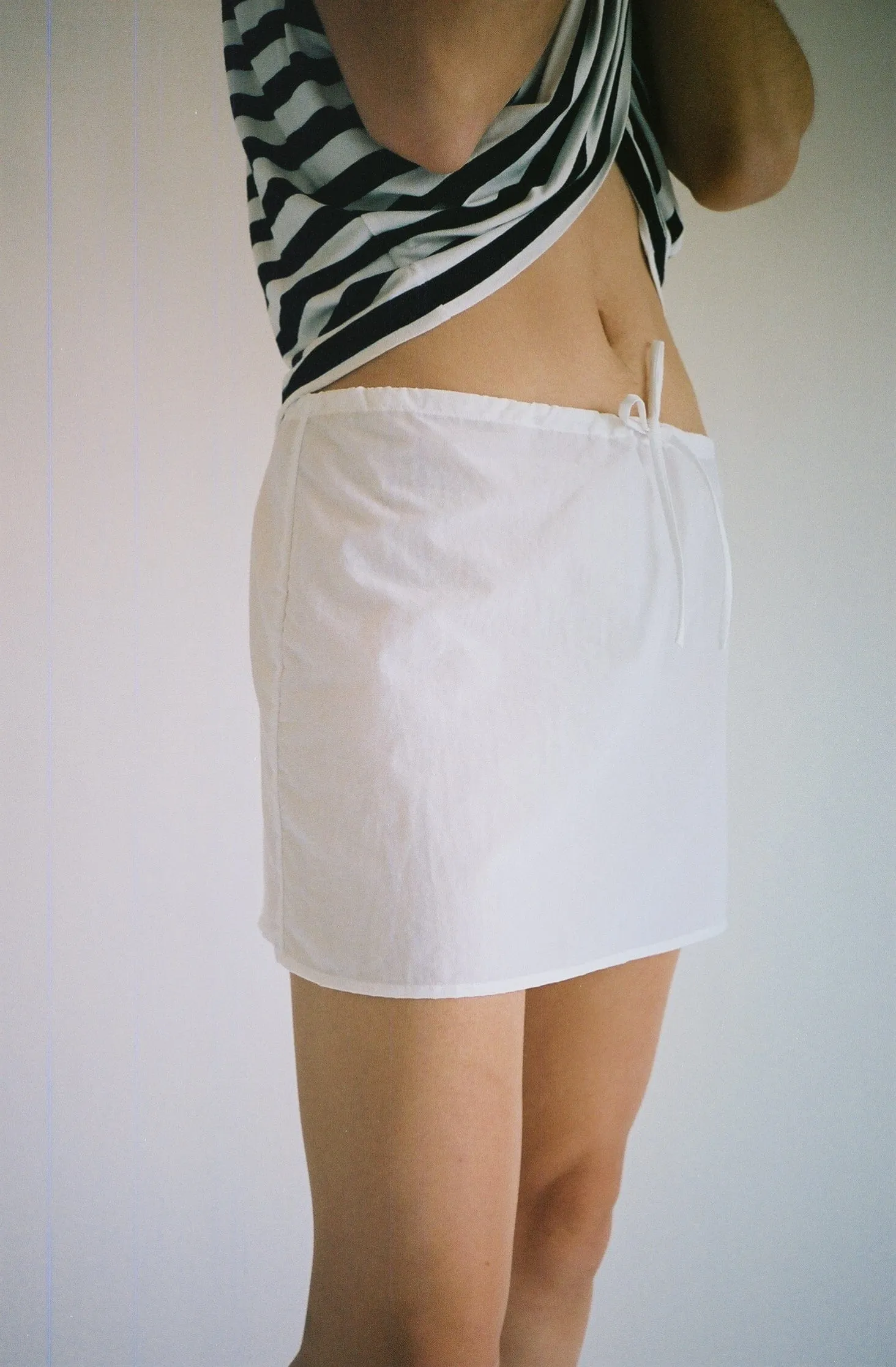 White Nylon Mini Skirt