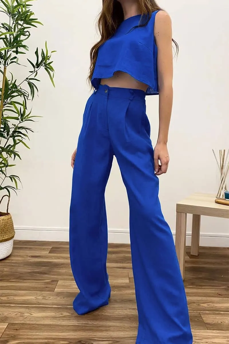 Women's two-piece cotton linen suit